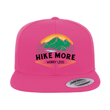 Hike More Worry Less Printed Flat Bill Cap
